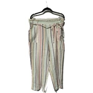 Zac & Rachel Multicolor Pastel‎ Stripe Drawstring Cropped Pants size XL